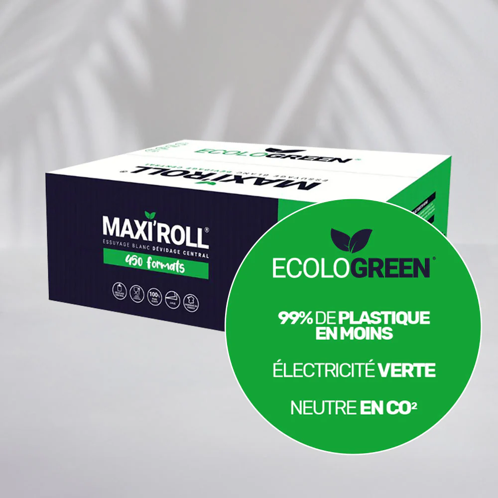 MAXI ROLL, essuyage blanc à dévidage central, 450 formats (colis de 6)
