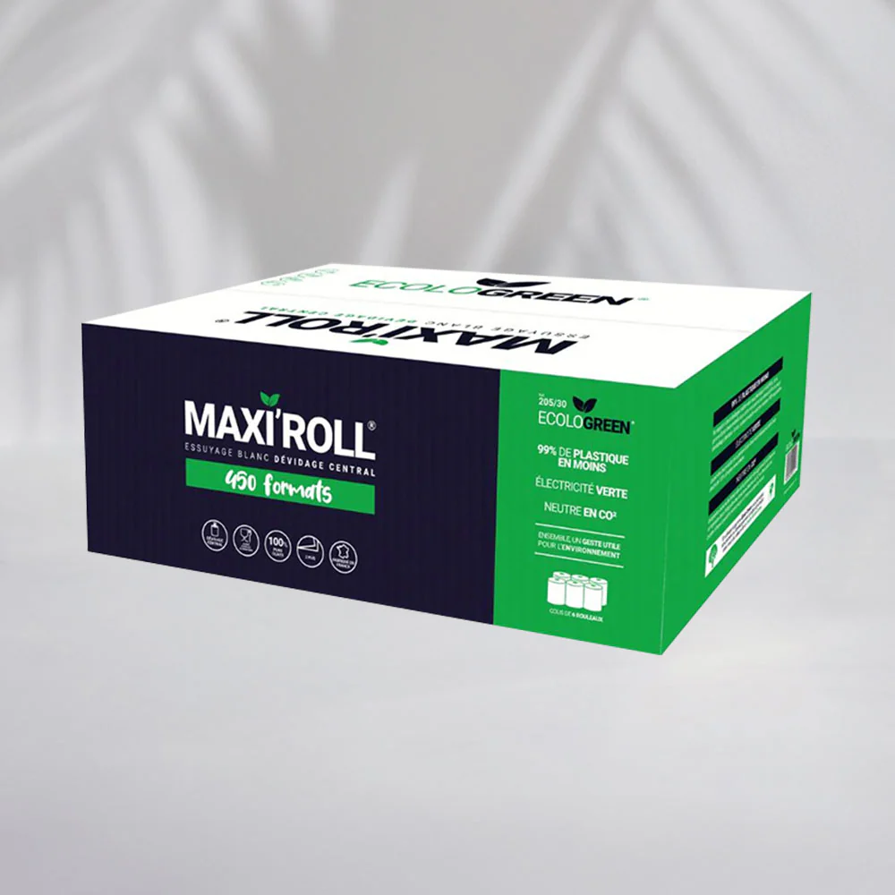 MAXI ROLL, essuyage blanc à dévidage central, 450 formats (colis de 6)
